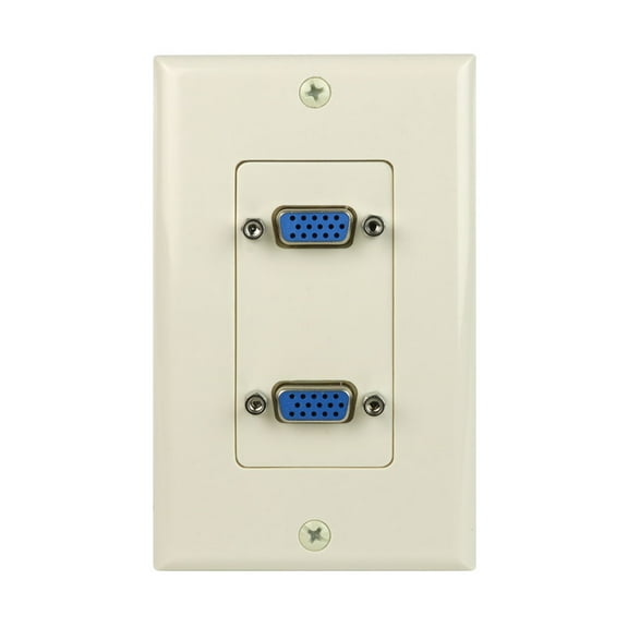 Construct Pro Wall Plate with Dual Female VGA Pass Throughs (Light Almond)