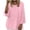 Pink, variant on Ohufall Cotton Linen T Shirt for Women 3/4 Sleeve Plus Size Tops Solid Color Round Neck Fashion Casual Tshirt