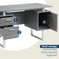 thumbnail image 5 of Techni Mobili Modern Adult Office Desk with Drawers and Storage, 51.25" W, Gray/Silver, 5 of 13