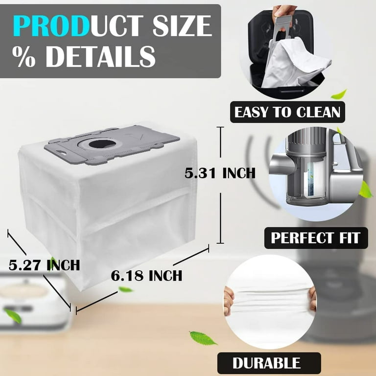 6 Pack Reusable Vacuum Bags Compatible with iRobot Roomba i & s