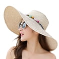thumbnail image 1 of Women's Wide Brim Sun Protection Straw Hat,Folable Floppy Hat,Summer UV Protection Beach Cap,Beige, 1 of 7
