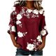 thumbnail image 2 of Neewe Womens Classic Tops 3/4 Sleeve Shirts Round Neck Loose Casual Blouses Floral Print Tshirts, 2 of 6
