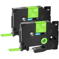 GREENCYCLE 2PK Compatible for Brother P-touch TZe-MQG35 TZ-MQG35 12mm 5m White on Lime Green Laminated Label Tape