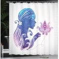 thumbnail image 4 of Ambesonne Feminine Shower Curtain, Lady with Floral Hair, 69"Wx70"L, Purple Blue, 4 of 5