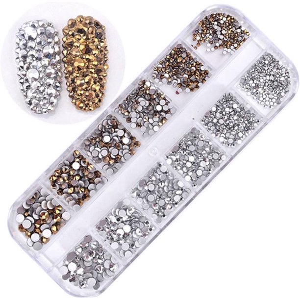 1440 piezas de diamantes de imitación 3D para decoración de uñas, accesorios de joyería de diamantes acrílicos, carrusel con purpurina para uñas, cajas de Strass Argente, manicura de uñas de cristal JM