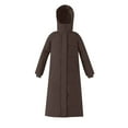 thumbnail image 5 of QSAWXQZ Women's Hooded Maxi Puffer Coat Long Sleeve Solid Winter Warm Side Split Casual Jacket Outerwear Brown L, 5 of 6