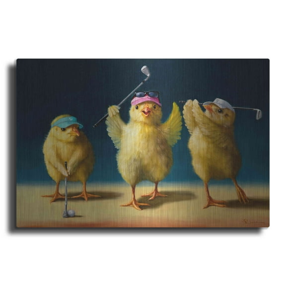 Luxe Metal Art 'Yoga Chicks Golf Chicks' by Lucia Heffernan, 36"x24"
