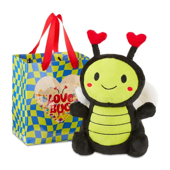 Bee Plush in Love Bug Gift Bag, Yellow, Black, and Blue, 12", Valentine's Day by Way To Celebrate
