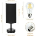 thumbnail image 4 of Touch Control Table Lamp for Bedroom 3 Way Dimmable Bedside Lamp with USB Portwith Round Black Fabric Shade (LED Bulb Included), 4 of 7