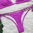 thumbnail image 6 of Saving UTSJKR Women's Halter Bikini Swimsuit Two Piece Rhinestone Bikini Set Bikini Bathing Suit Crystal Side Bottom Triangle Bikini Halter Swimsuits Purple 12-14, 6 of 6