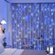 thumbnail image 1 of Curtain Lights with Remote, 10x10ft Blue and White Christmas Lights Outdoor, 8 Modes Hanging String Lights for Bedroom Party Window,, 1 of 8