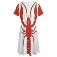 thumbnail image 5 of Hand Drawn Lobster Short Sleeve Dress Women Summer Evening Dresses Ladies Sundress, 5 of 7