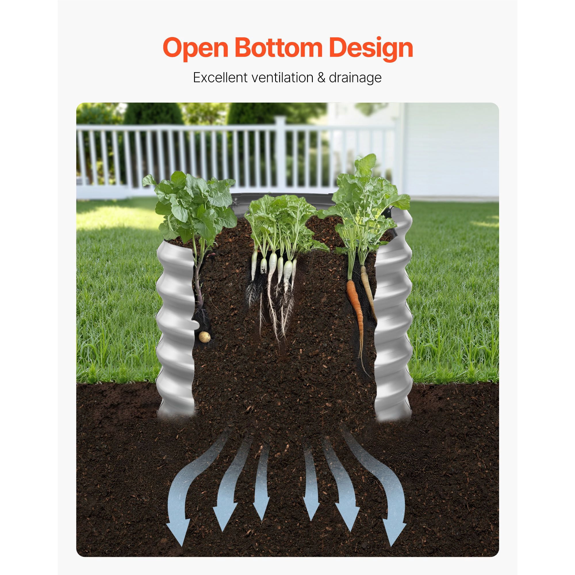 Metal Raised Garden Bed, 4 x 2 x 2 ft Oval Outdoor Galvanized Planter Garden Box, Open Bottom Design, Large Planter Raised Bed for Growing Vegetables, Flowers, and Succulents, Galvanized Color