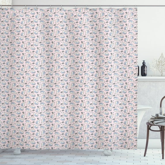 Paisley Shower Curtain, Persian Culture Inspired Teardrop Shapes with Floral Elements Bohemian Pattern, Fabric Bathroom Set with Hooks, 69W X 84L Inches Extra Long, Multicolor, by Ambesonne