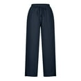 thumbnail image 5 of Weiqiqre Womens Cropped Linen Pants Summer Elastic High Waisted Straight Leg Crop Pants Casual Beach Trousers with Pockets, 5 of 6