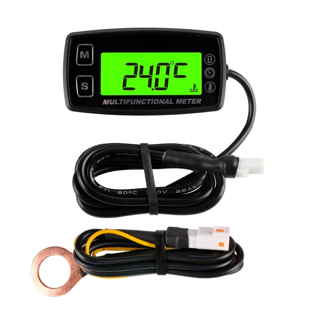 Runleader Digital Engine Temperature Gauge,Real-time RPM Display,Alert Temperature&RPM,Working Hours Tracking for Lawn Mower Generator Dirtbike Marine Compressor.