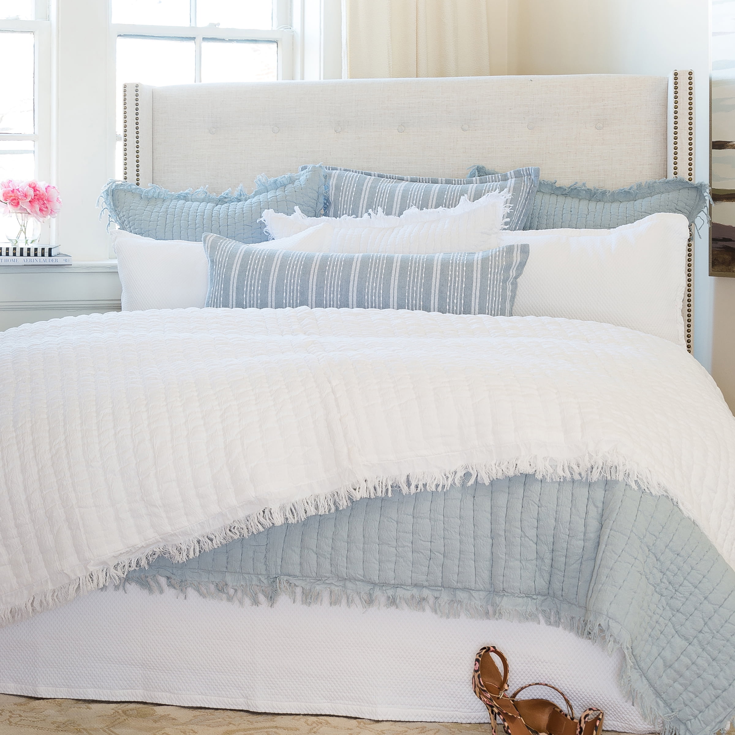 Anika Dove Full/Queen Cotton Bedspread Quilt Reversible