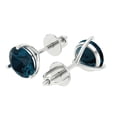 thumbnail image 2 of 4 ct Screw-Back Stud Earrings for Women | 8.0mm Round Cut Natural London Blue Topaz | 18K White Gold, 2 of 5
