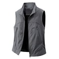 thumbnail image 3 of YFNNUP Big and Tall Men's Golf Vest Lightweight Casual Sleeveless Jacket Outerwear Windproof Water Resistant Grid Lining Vests with Zipper Pockets Dark Gray,XL, 3 of 7