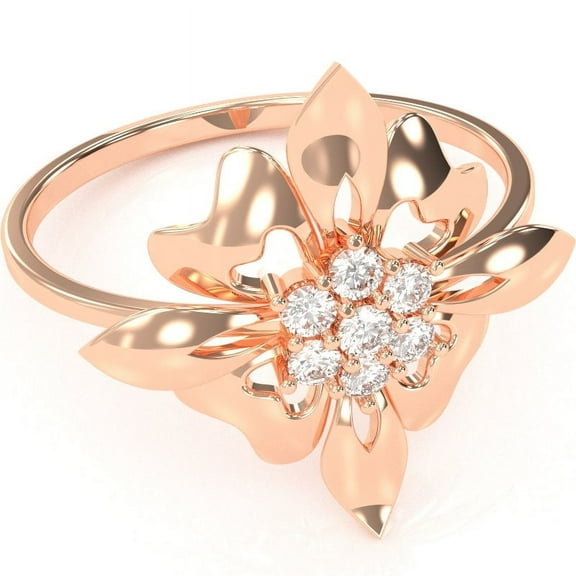 Classy Diamond Encrusted Cocktail Ring In 14k Rose Gold