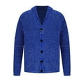 thumbnail image 6 of Juebong Mens Shawl Collar Cardigan Sweaters Button Down Cable Knitted Loose Fit Knitwear Open Front Sweaters Winter Outwear Blue,XXXXL, 6 of 7