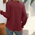 thumbnail image 5 of Womens Puff Long Sleeve Tops Square Neck Shirts Pleated Solid Color Blouses Summer Loose Casual Basic Tee (Wine XXL), 5 of 6