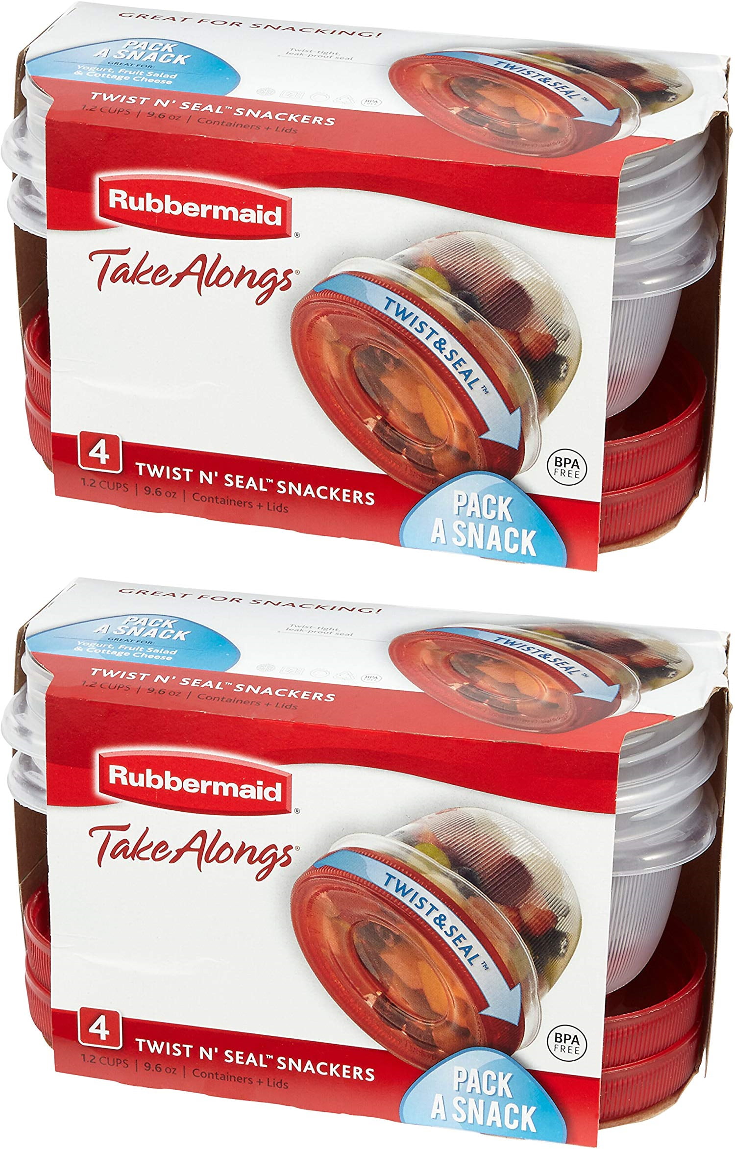 Rubbermaid TakeAlongs Twist & Seal Food Storage Containers, 1.2