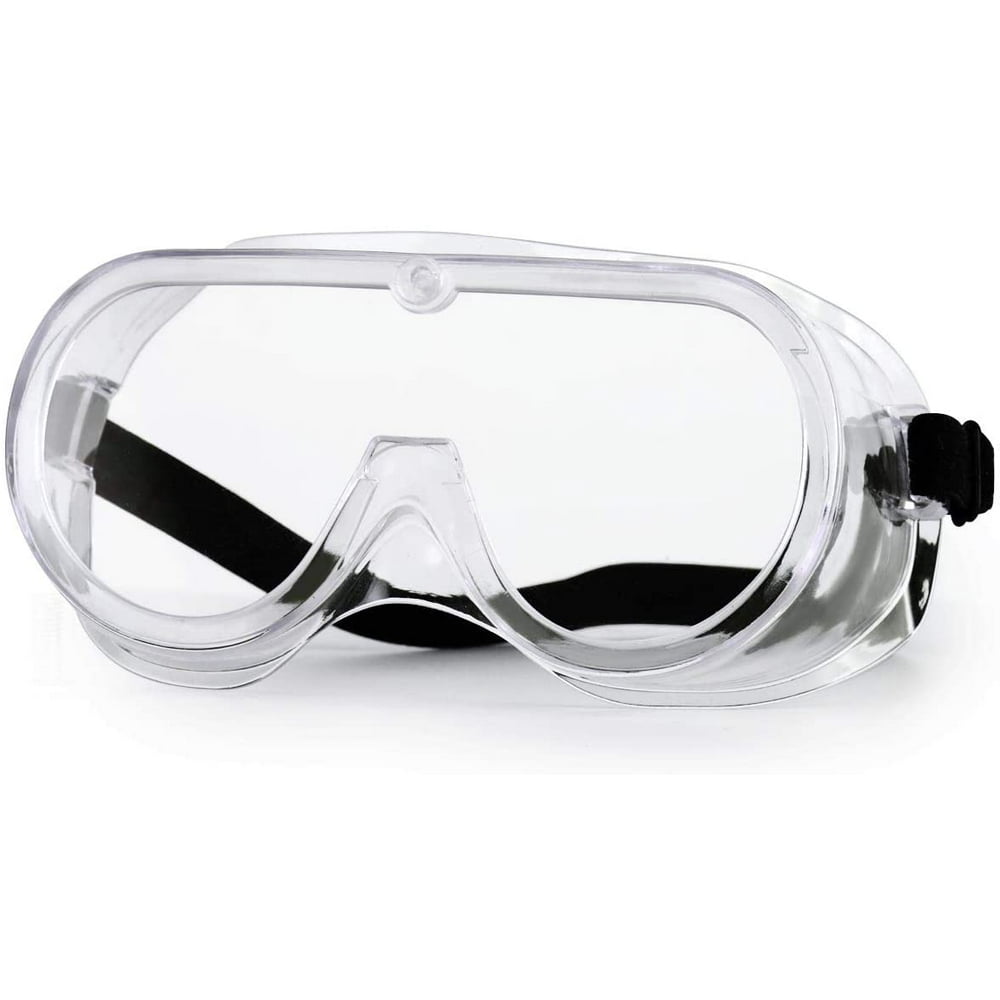 Splashproof Clear Safety Goggles with Adjustable Strap, Clear Lens with