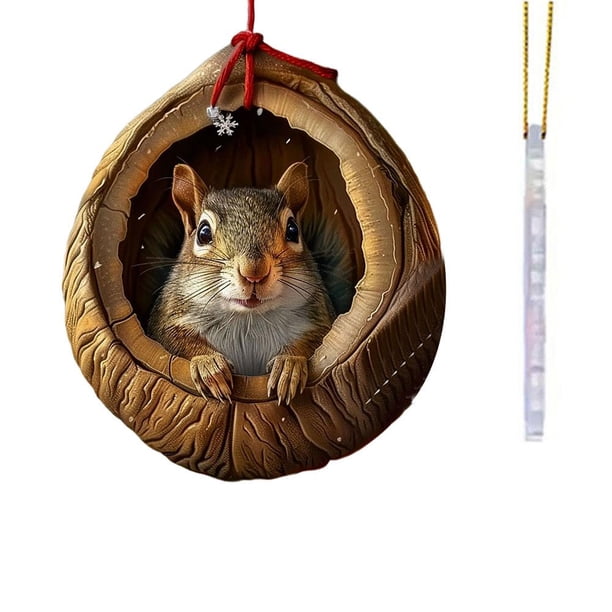 Adornos navideños de animales, Adornos navideños de animales acrílicos 2D, Decoraciones de animales del bosque, Decoraciones navideñas de vida silvestre, Adornos colgantes de animales para árboles de