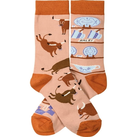 

Bull & China Shop Mismatched Funny Novelty Socks in Peach