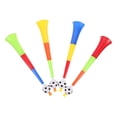 thumbnail image 3 of 4 piezas de juguetes de trompeta de plástico, bocina de fútbol retráctil Trompetas para juegos de carnaval, 3 of 5