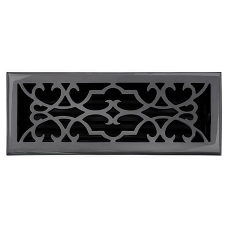Cast Bronze Wall Register - Solid Cast Brass Victorian 4in. X 12in. Floor Register in Dark Bronze Finish-