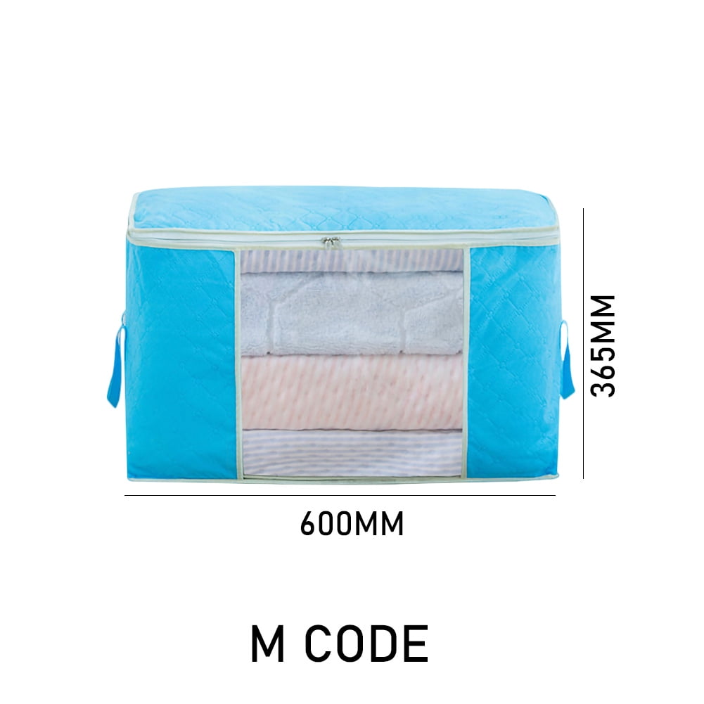 Chinatera Clothes Quilt Bedding Duvet Zipped Handles Laundry Pillows Storage Bag Box Blue, M