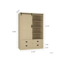 thumbnail image 6 of PAPROOS Wooden Armoire Wardrobe Closet with 4 Drawers and Hanging Rod, Clothing Storage Cabinet with Shelves, Sturdy Freestanding Modern Bedroom Clothing Armoires, Beige, 6 of 7
