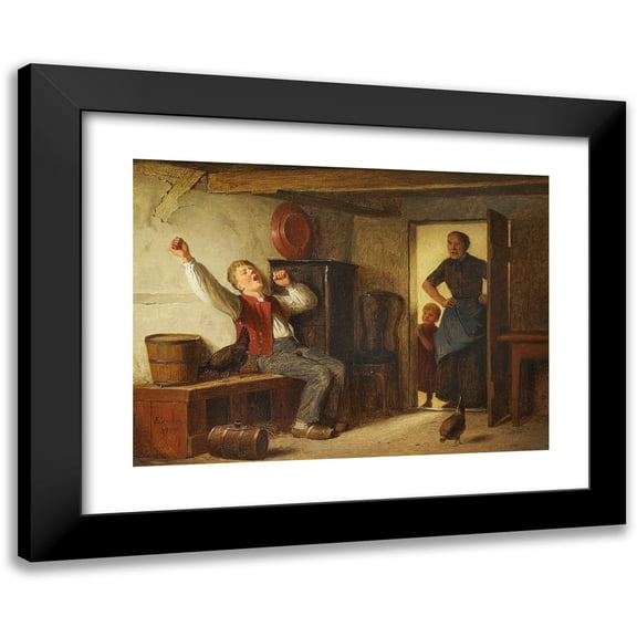 Julius Exner 14x11 Black Modern Framed Museum Art Print Titled - The Lazy Boy (1904)