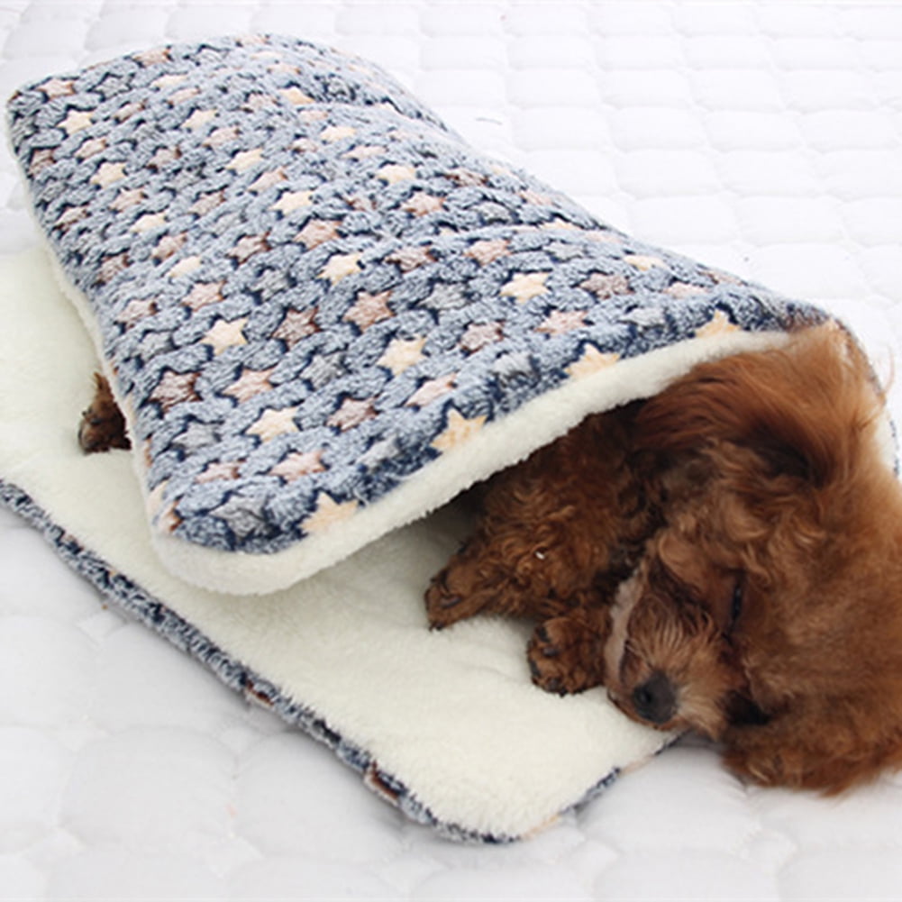 UDIYO Pet Dog Cat Star Paws Bed Mat Soft Fleece Blanket Warm Sleeping Cushion Mattress