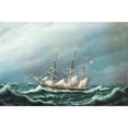 thumbnail image 2 of Jacob Petersen 14x11 Gold Ornate Wood Frame and Double Matted Museum Art Print Titled - Two Danish Frigates in a Storm Signal with Each Other (1833), 2 of 4