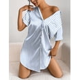 thumbnail image 2 of Ekouaer Women's Satin Nightshirt Short Sleeve Button Down Nightgown V-Neck Sleepwear Pajama Dress with Pockets, 2 of 6