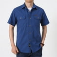thumbnail image 2 of Migroa Mens Short Sleeve Button Down Shirts Work Casual Button up Relaxed Fit Summer Shirt with Two Pockets Blue 2Xl, 2 of 4