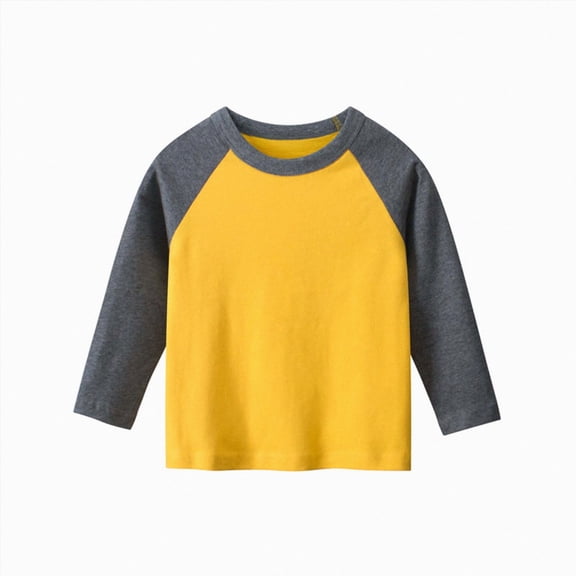 Nwiuh Toddler Baby Girls Boys Long Sleeve Raglan Shirt Baseball Tee Cotton T-Shirt Kids Casual Athletic Tee Shirts Tops(Yellow,3-4 Years)