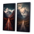 thumbnail image 3 of Designart "Endless Roads Through Misty Snowy Mountains III" Meadow Framed Wall Art Set Of 2 - Traditional Red Framed Wall Art Set Of 2, 3 of 6