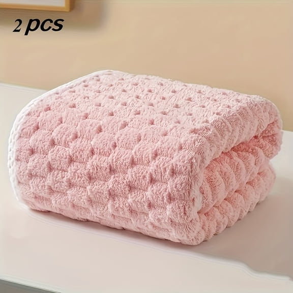 Super Soft Woven Microfiber Bath Towels - 2 Pack/Pink, Ultra Absorbent & Quick Dry