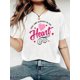 thumbnail image 2 of 1pc, Women's "You Are Always in My Heart" Valentine's Day T-Shirt - Casual & Breathable 200gsm Polyester Crew Neck with Pink & Red Hearts Design - Lightweight All-Season Graphic Tee, 2 of 8