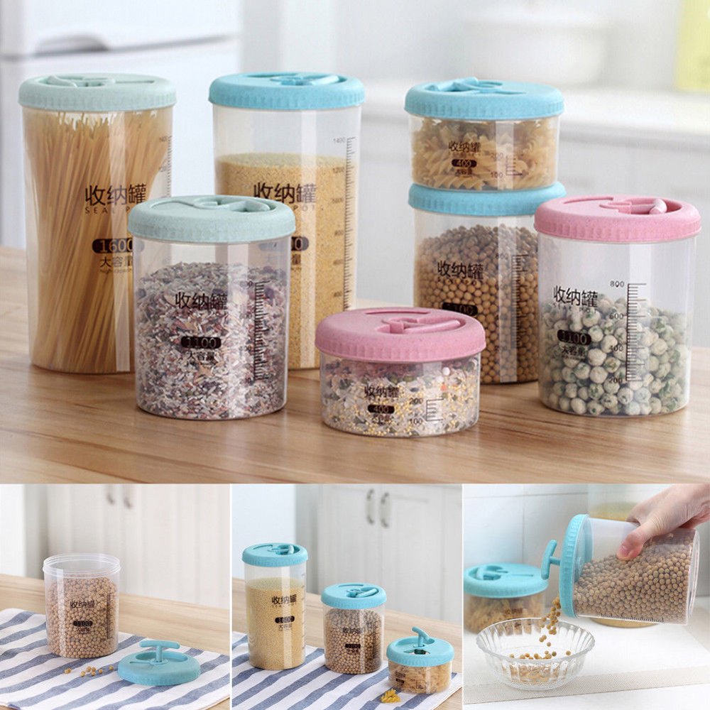 Plastic Pantry Organizer Bins Kitchen Plastic Jar Food Storage Tank