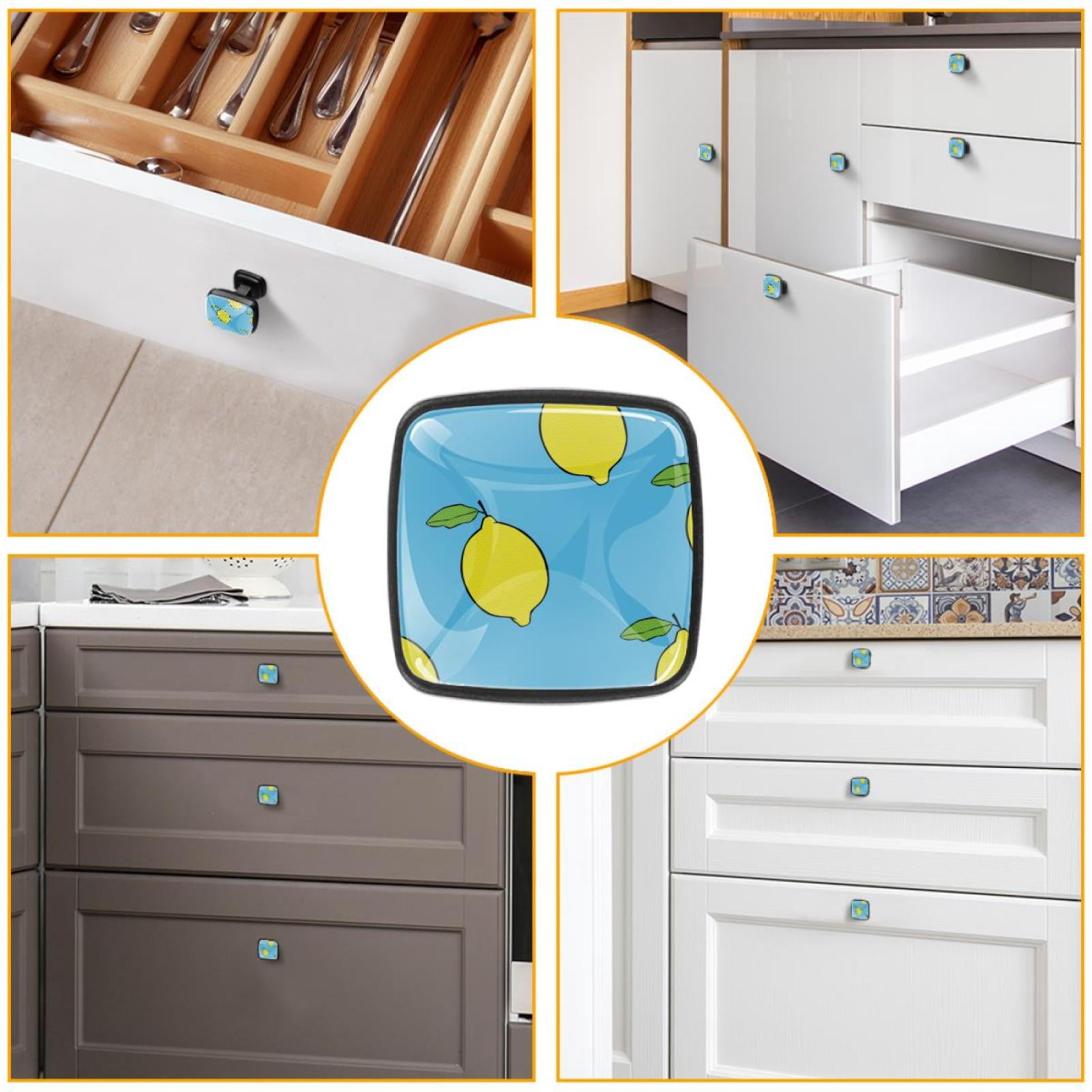 4 Pcs Cabinet Handle Drawer Pulls Lemon Knobs with Screws Square Furniture Office Cabinet Knob Decoration