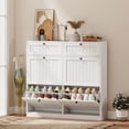 thumbnail image 2 of HOMCOM Shoe Cabinet with 2 Flip Drawers, Slim Shoe Storage Cabinet, White, 2 of 10