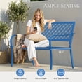 thumbnail image 5 of Dovov Oversized Outdoor Bench, Steel Garden Bench All Weather Patio Bench Outdoor Loveseat Bench for Backyard Porch Garden, Geometric Backrest, Blue, 5 of 11