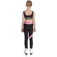 thumbnail image 2 of JanJean Girls Figure Skating Gymnastic Training Outfit Yoga Workout Suit Sleeveless U Neck Vest Top Black&Hot Pink 16, 2 of 7