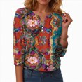 thumbnail image 2 of Womens 3/4 Sleeve Tops with Buttons V-Neck Summer Outfits Casual Blouses Shirts Beach Vacation Fall Clothes 2025, 2 of 5