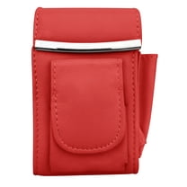 New Genuine Leather Cigarette Case Holder with Pocket for Lighter by Improving Lifestyles (RED)